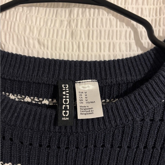 H&M Navy and White Striped Crewneck Sweater - Picture 2 of 2